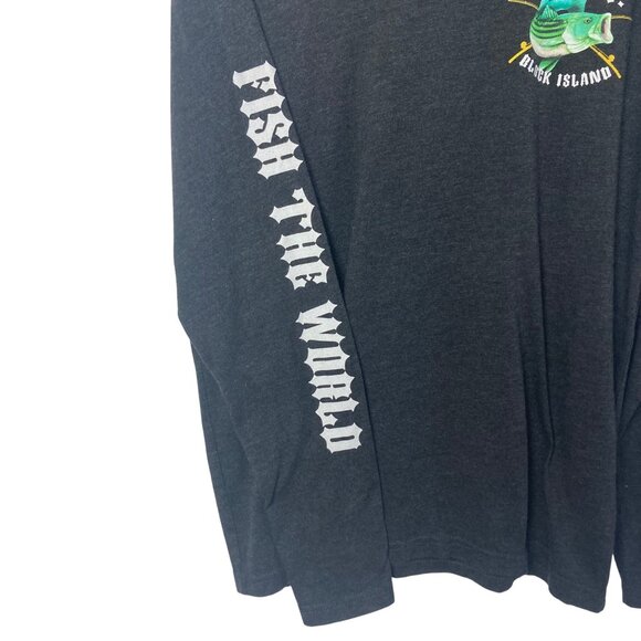 Fish The World Block Island RI Long Sleeve Tee Large  Striped Bass Graphic - Picture 3 of 8